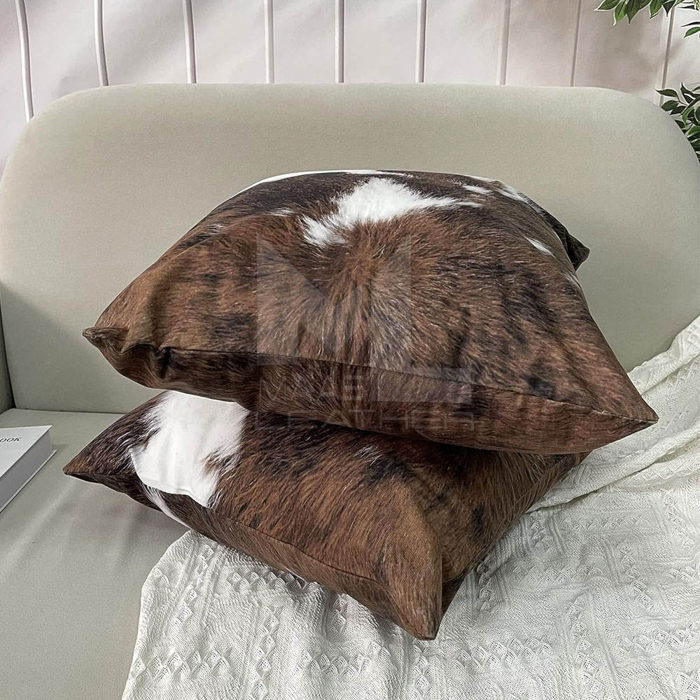 Rustic Patchwork Cowhide Cushion Cover