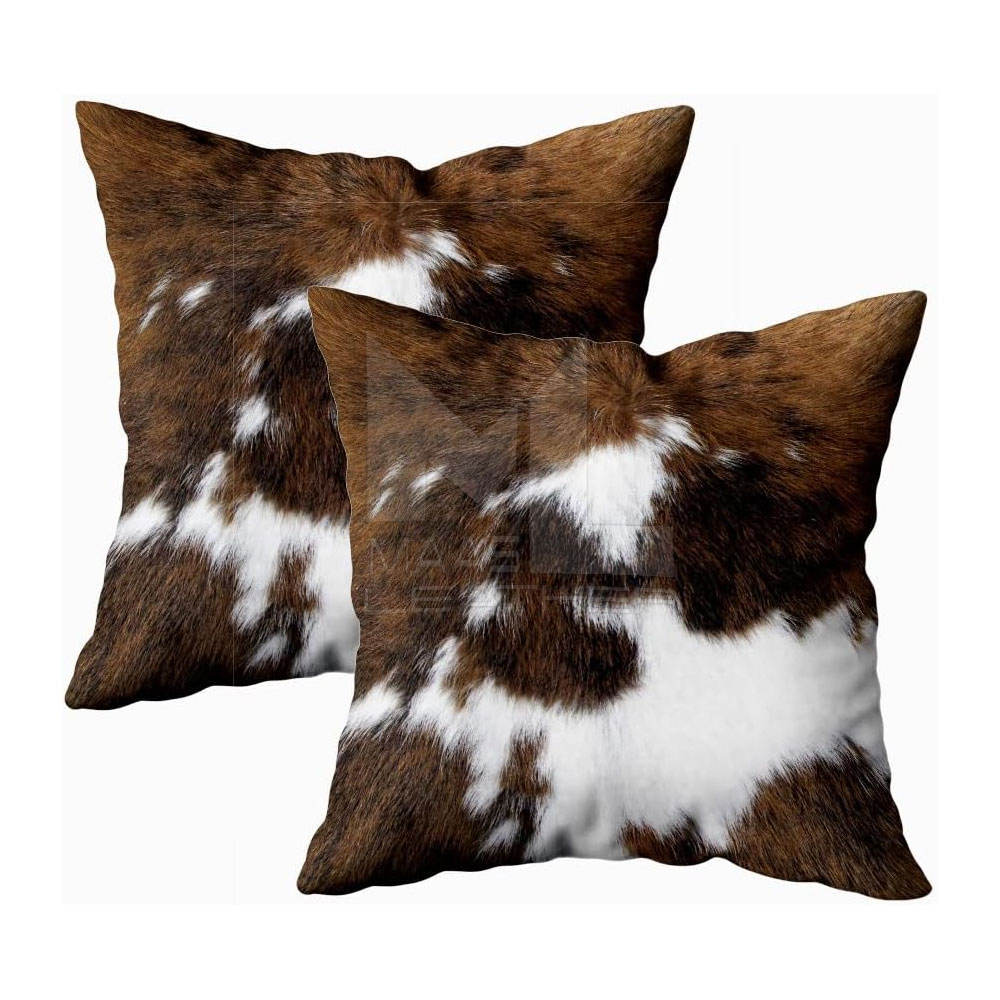 Rustic Patchwork Cowhide Cushion Cover