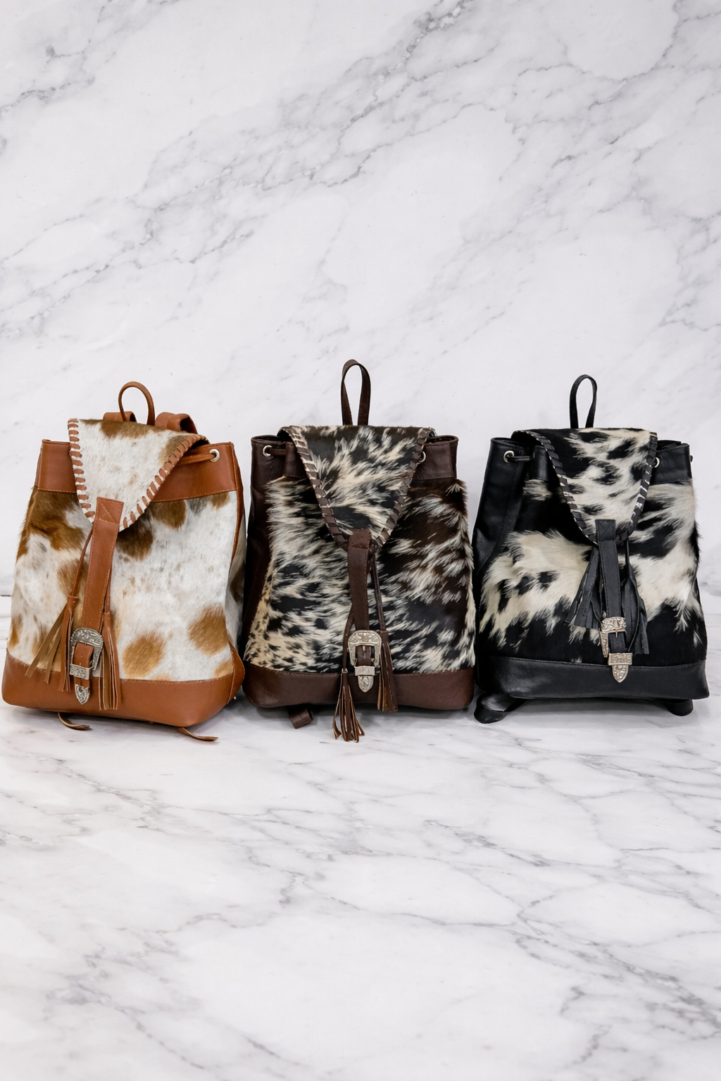 Western Cowhide Leather Backpack – Handmade Hair-On Hide