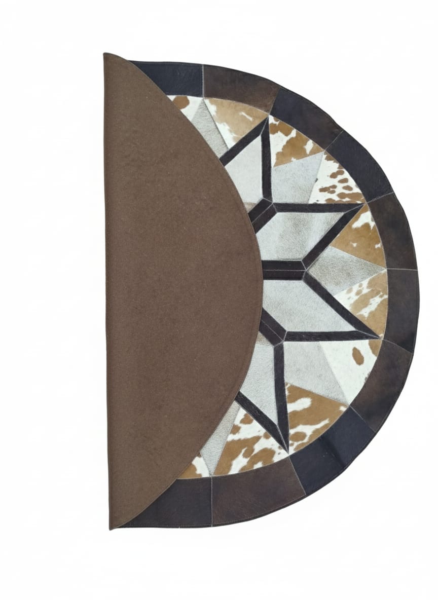 Handcrafted Round Cowhide Patchwork Rug – Western Star